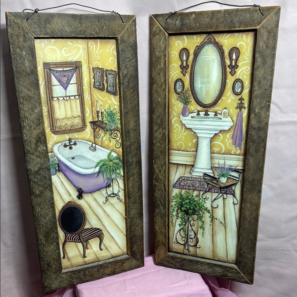 Vintage Bathroom Wall Art Set